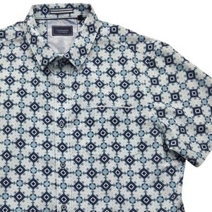 7 Diamonds Kaleidoscope 4 Way Stretch Shirt Short Sleeve Button Up Mens Large